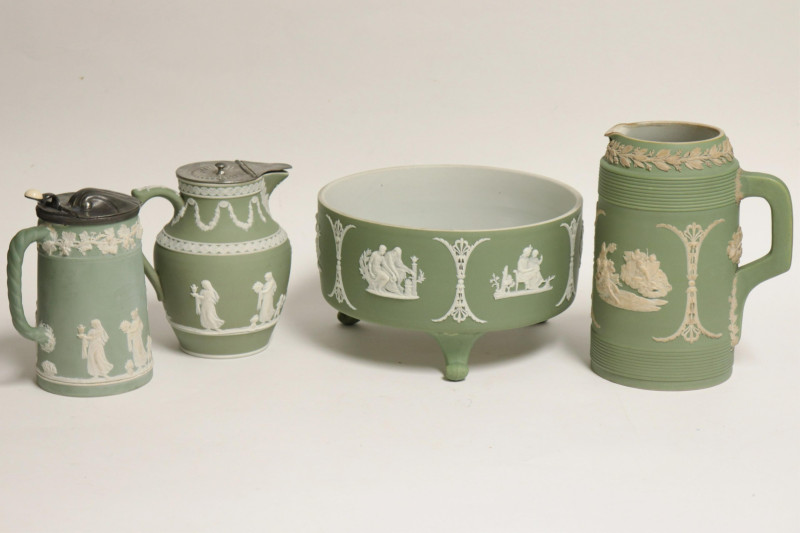 4 Wedgwood Green Jasper Dip Pitchers/Bowls