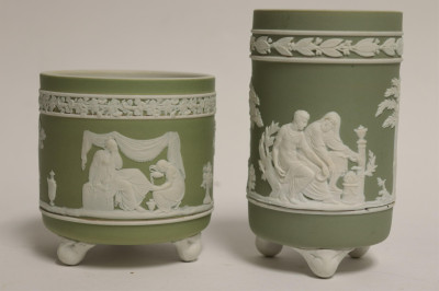 Group Wedgwood Green Jasperware Dip Smalls