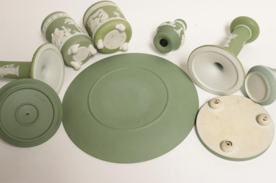 Group Wedgwood Green Jasperware Dip Smalls