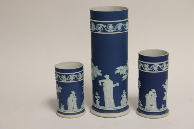 9 Wedgwood Blue Jasper Dip Vases