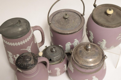 6 SP/Pewter Wedgwood Lavender Jasper Dip Items