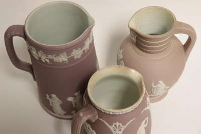 5 Wedgwood Lavender Jasper Dip Pitchers, Bowls
