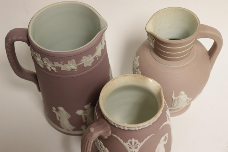 5 Wedgwood Lavender Jasper Dip Pitchers, Bowls