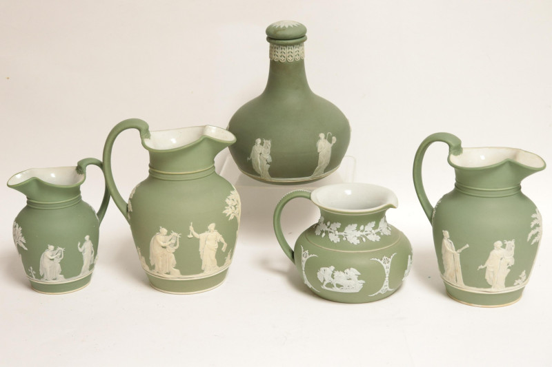 Wedgwood Dark Green Jasper Dip Pitchers &amp; Bottle