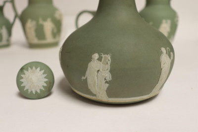 Wedgwood Dark Green Jasper Dip Pitchers &amp; Bottle