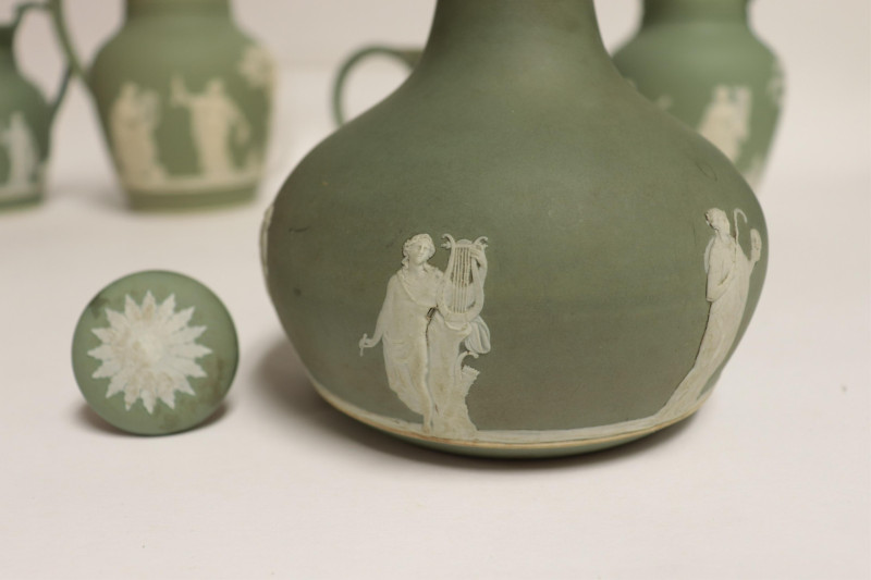 Wedgwood Dark Green Jasper Dip Pitchers &amp; Bottle