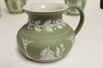Wedgwood Dark Green Jasper Dip Pitchers &amp; Bottle
