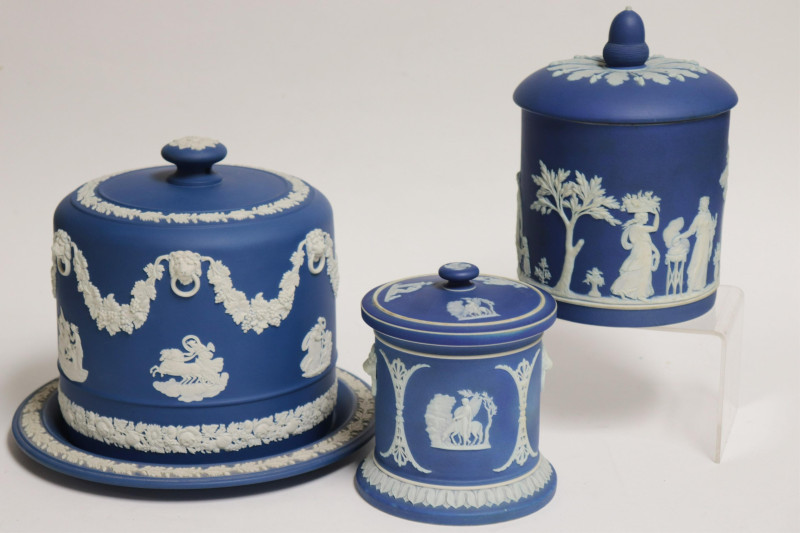 Wedgwood Blue Jasperware Dome &amp; Tobacco Jars