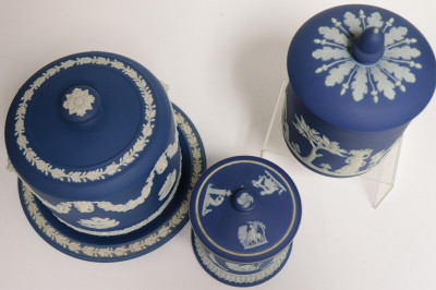 Wedgwood Blue Jasperware Dome &amp; Tobacco Jars