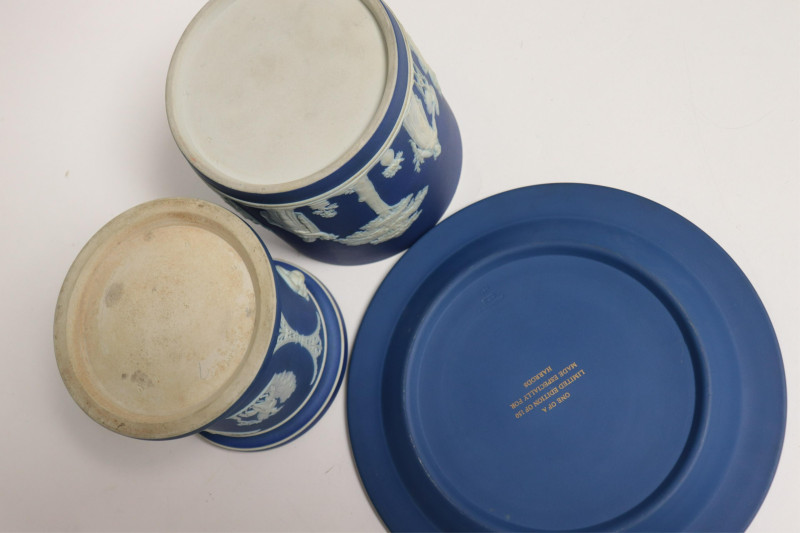 Wedgwood Blue Jasperware Dome &amp; Tobacco Jars