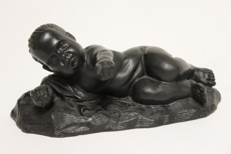 3 Wedgwood Black Basalt Reclining Babies