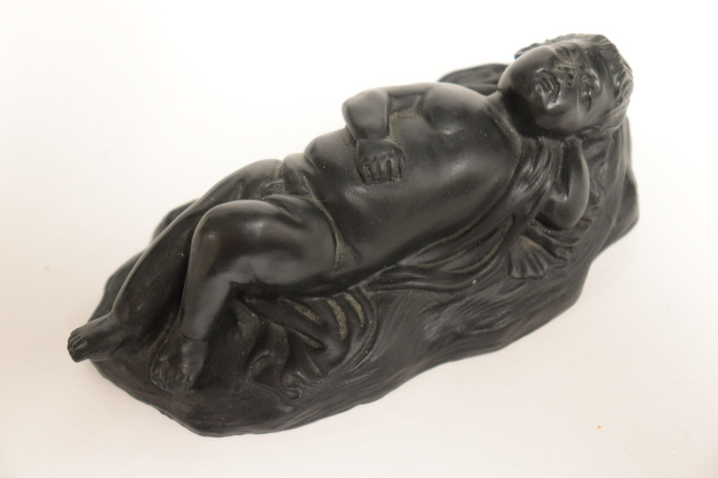 3 Wedgwood Black Basalt Reclining Babies
