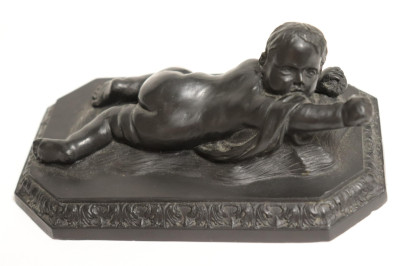 3 Wedgwood Black Basalt Reclining Babies