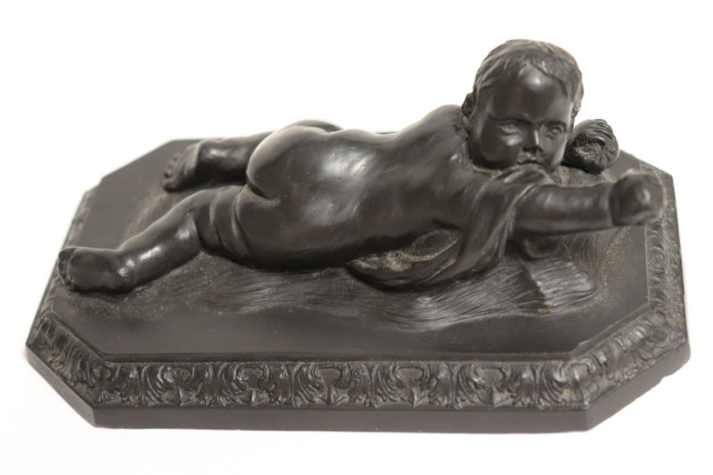 3 Wedgwood Black Basalt Reclining Babies