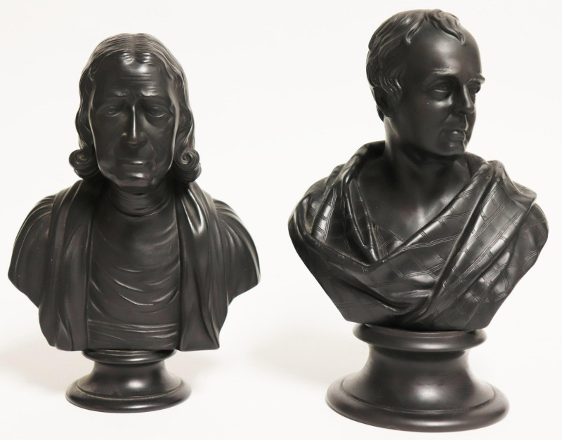 2 Wedgwood Black Basalt Busts, Wesley &amp; Scott