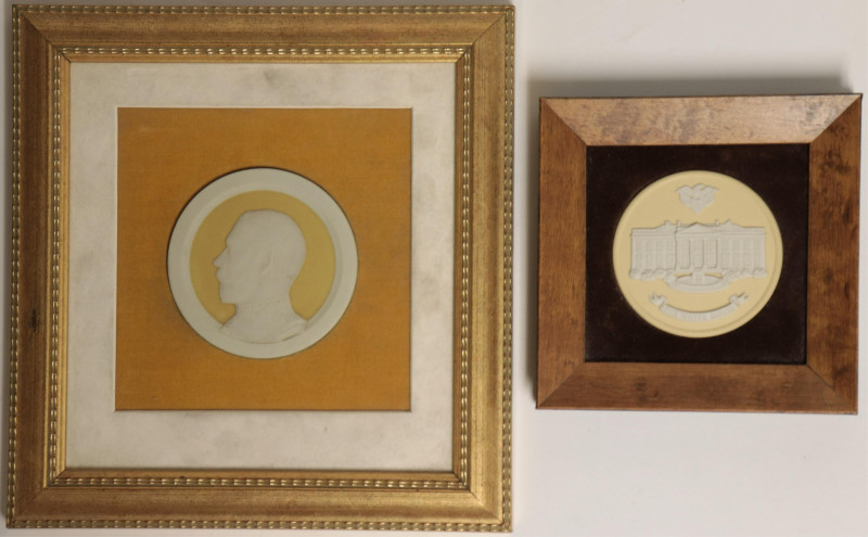 2 Wedgwood Yellow Jasper Dip Cameos/Medallions