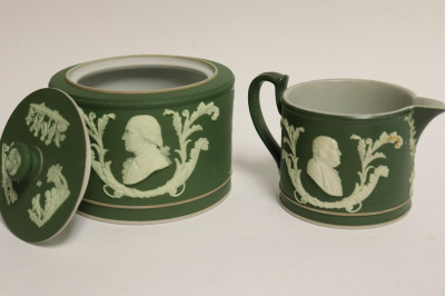 10 Wedgwood Dark Green Jasper Dip Tea Wares