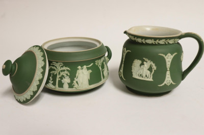 10 Wedgwood Dark Green Jasper Dip Tea Wares