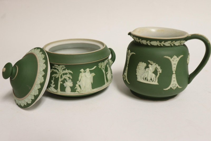 10 Wedgwood Dark Green Jasper Dip Tea Wares