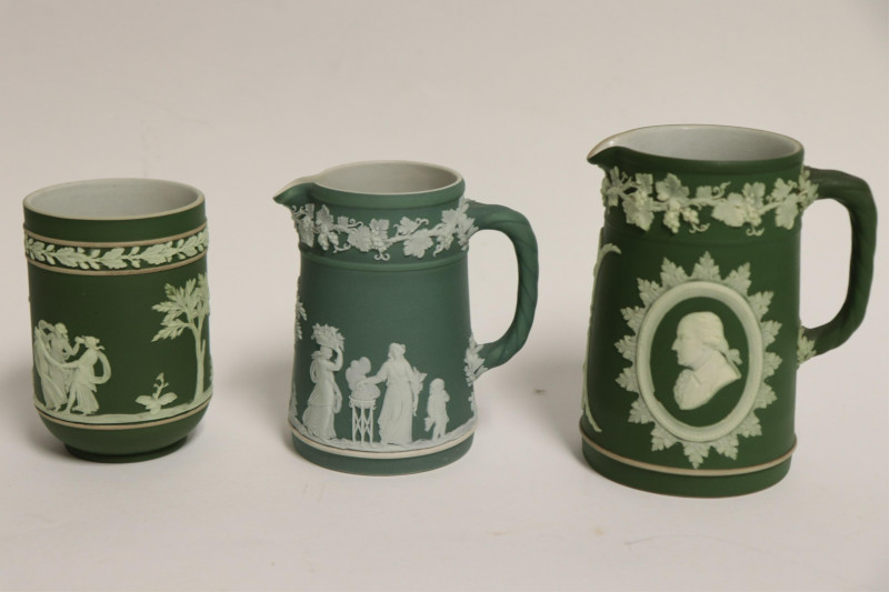 10 Wedgwood Dark Green Jasper Dip Tea Wares