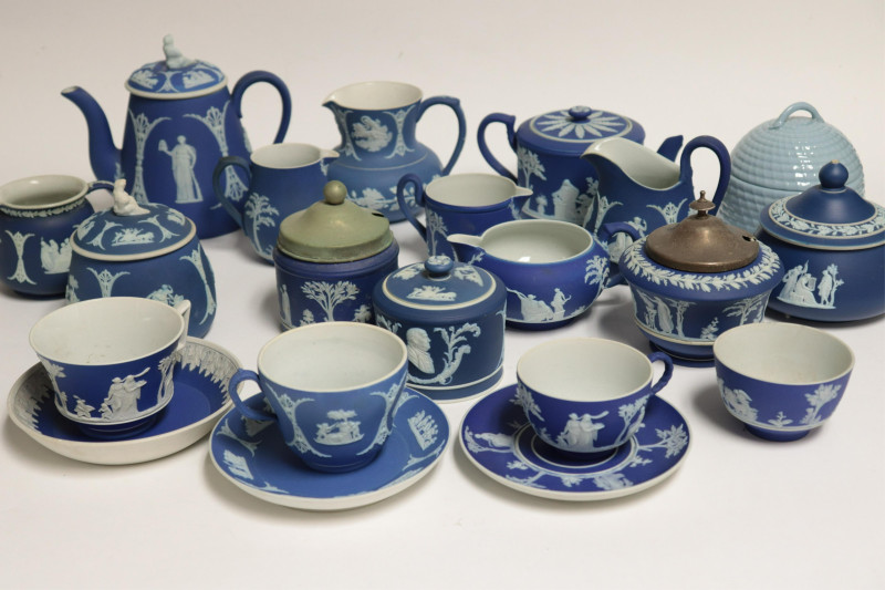 Approx. 20 Wedgwood Blue Jasper Dip Tea Wares