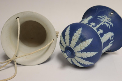 Near Pair Wedgwood Dark Blue Jasper Dip Planters