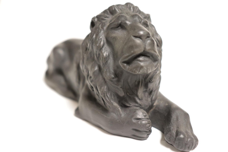 2 Black Basalt Wedgwood Recumbent Lions