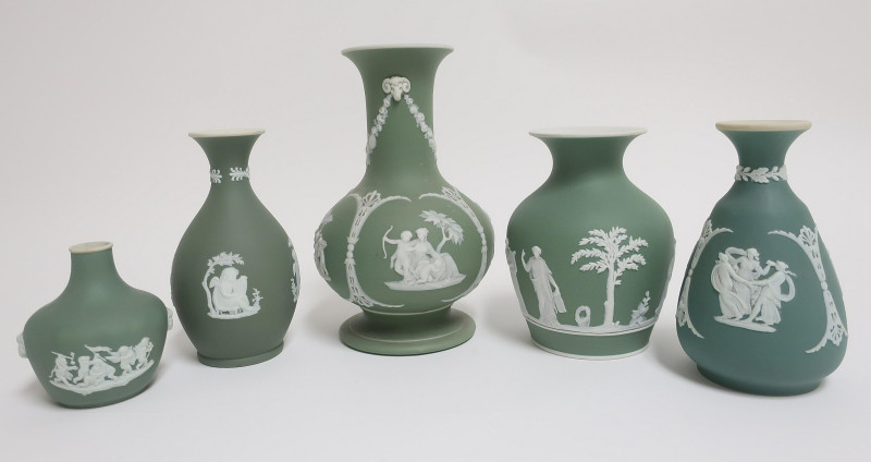 5 Wedgwood Green Jasper Dip Vases