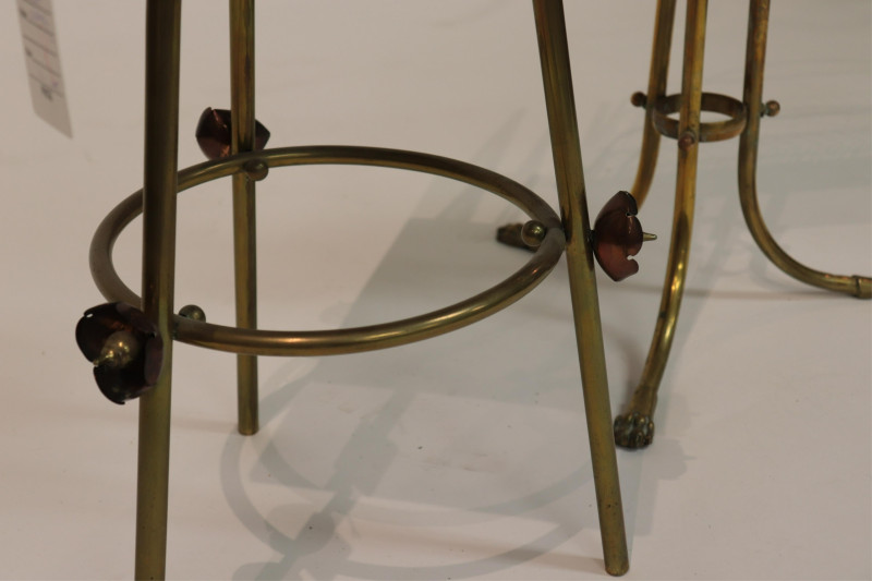 2 Brass &amp; Wood Revolving Magazine Racks