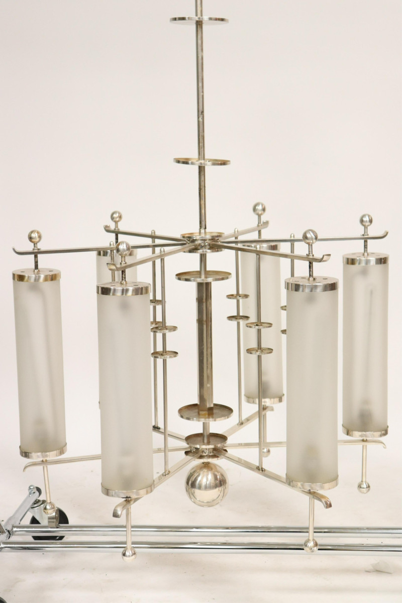 Large Art Deco Frosted Glass Chandelier