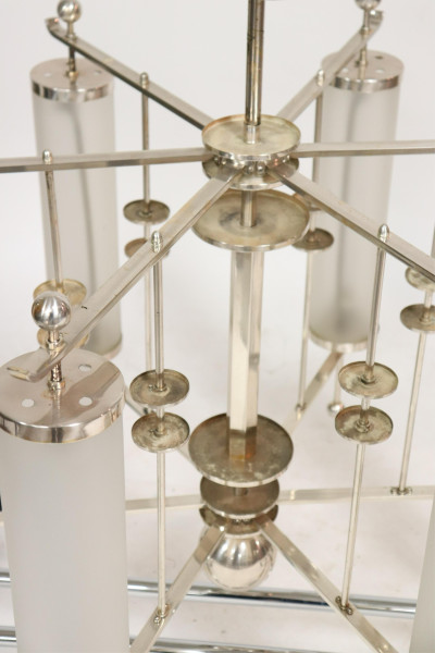 Large Art Deco Frosted Glass Chandelier