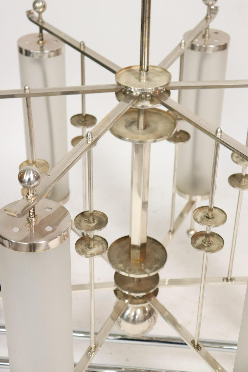 Large Art Deco Frosted Glass Chandelier