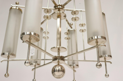 Large Art Deco Frosted Glass Chandelier