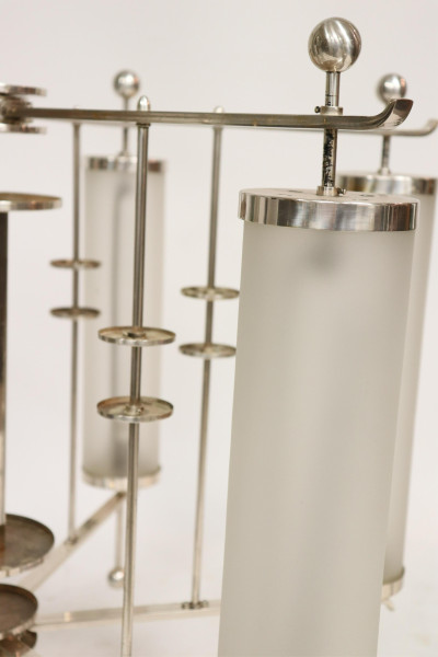 Large Art Deco Frosted Glass Chandelier