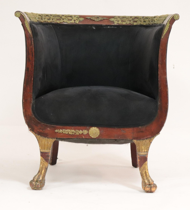 Empire Parcel-Gilt Mahogany Tub Chair