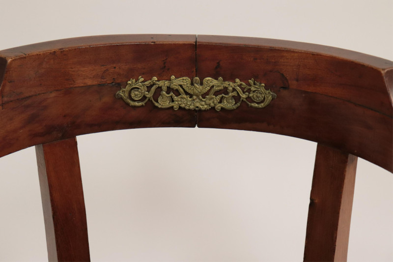 Empire Style Brass Mounted Desk Chair, 19th C.