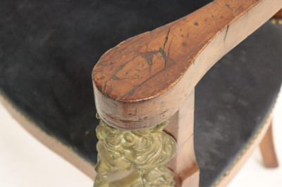 Empire Style Brass Mounted Desk Chair, 19th C.