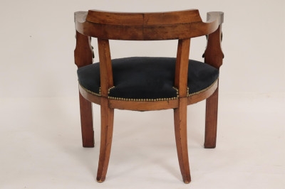 Empire Style Brass Mounted Desk Chair, 19th C.