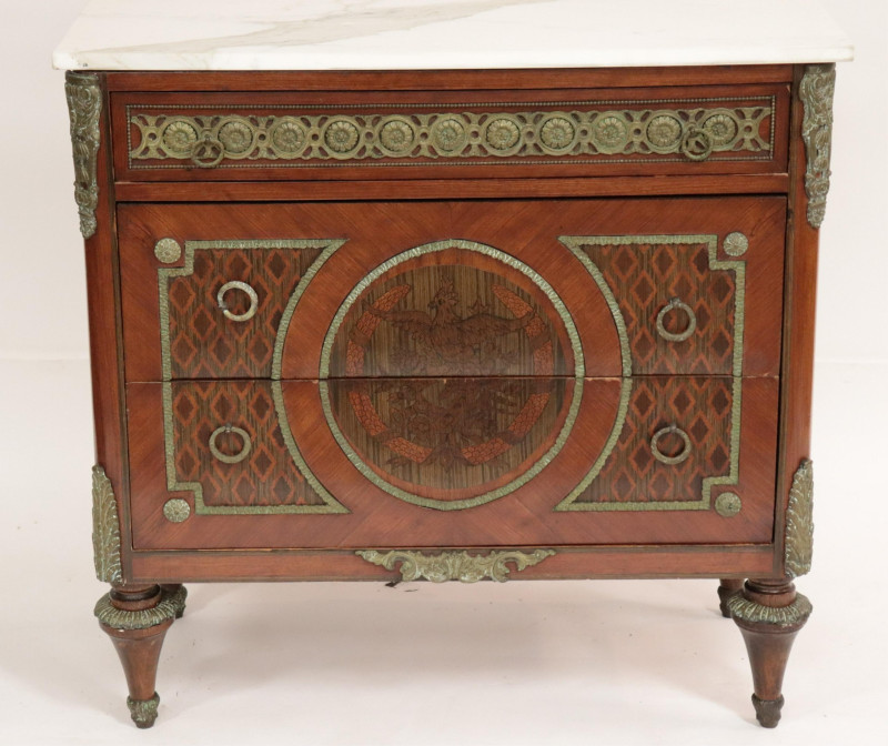 Louis XVI Style Mahogany &amp; Marquetry Commode
