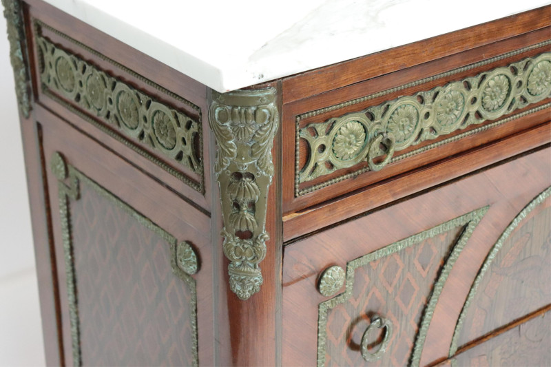 Louis XVI Style Mahogany &amp; Marquetry Commode