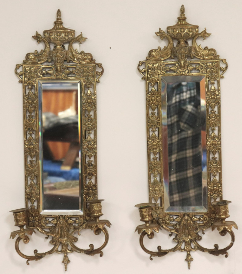 Pr Bradley &amp; Hubbard Style Mirrored Wall Sconces