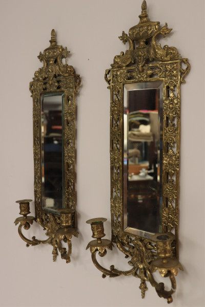 Pr Bradley &amp; Hubbard Style Mirrored Wall Sconces