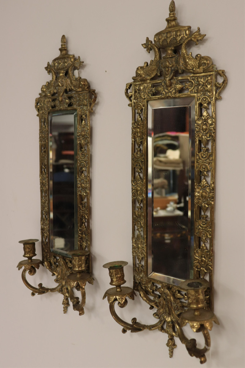 Pr Bradley &amp; Hubbard Style Mirrored Wall Sconces