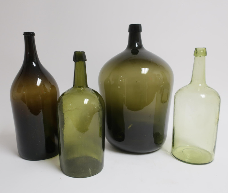 4 American Large Blown &amp; Blown Mold Bottles