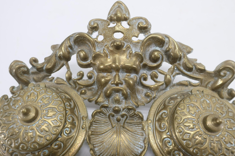 2 Victorian Brass Inkwells &amp; Tray