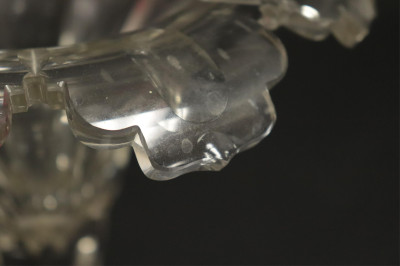 Pair Cut Glass Cornucopia Vases; Sterling Bases