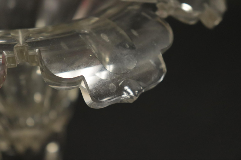 Pair Cut Glass Cornucopia Vases; Sterling Bases