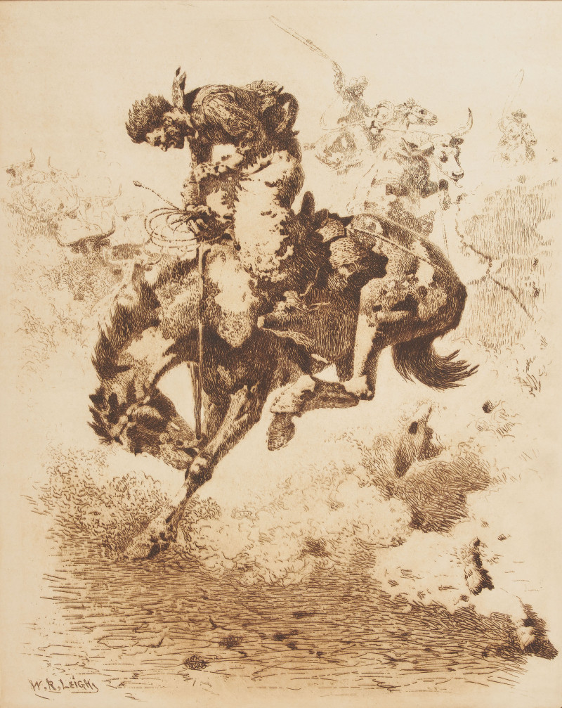William Robinson Leigh - Foul Rope Left (Bronco Buster)