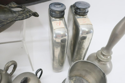 Metal Lot, incl. Arts &amp; Crafts, Flasks, etc.