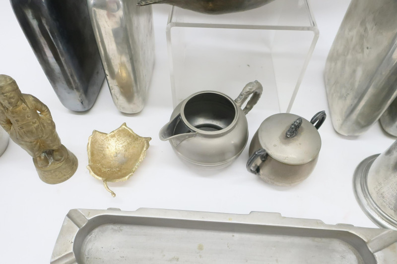 Metal Lot, incl. Arts &amp; Crafts, Flasks, etc.